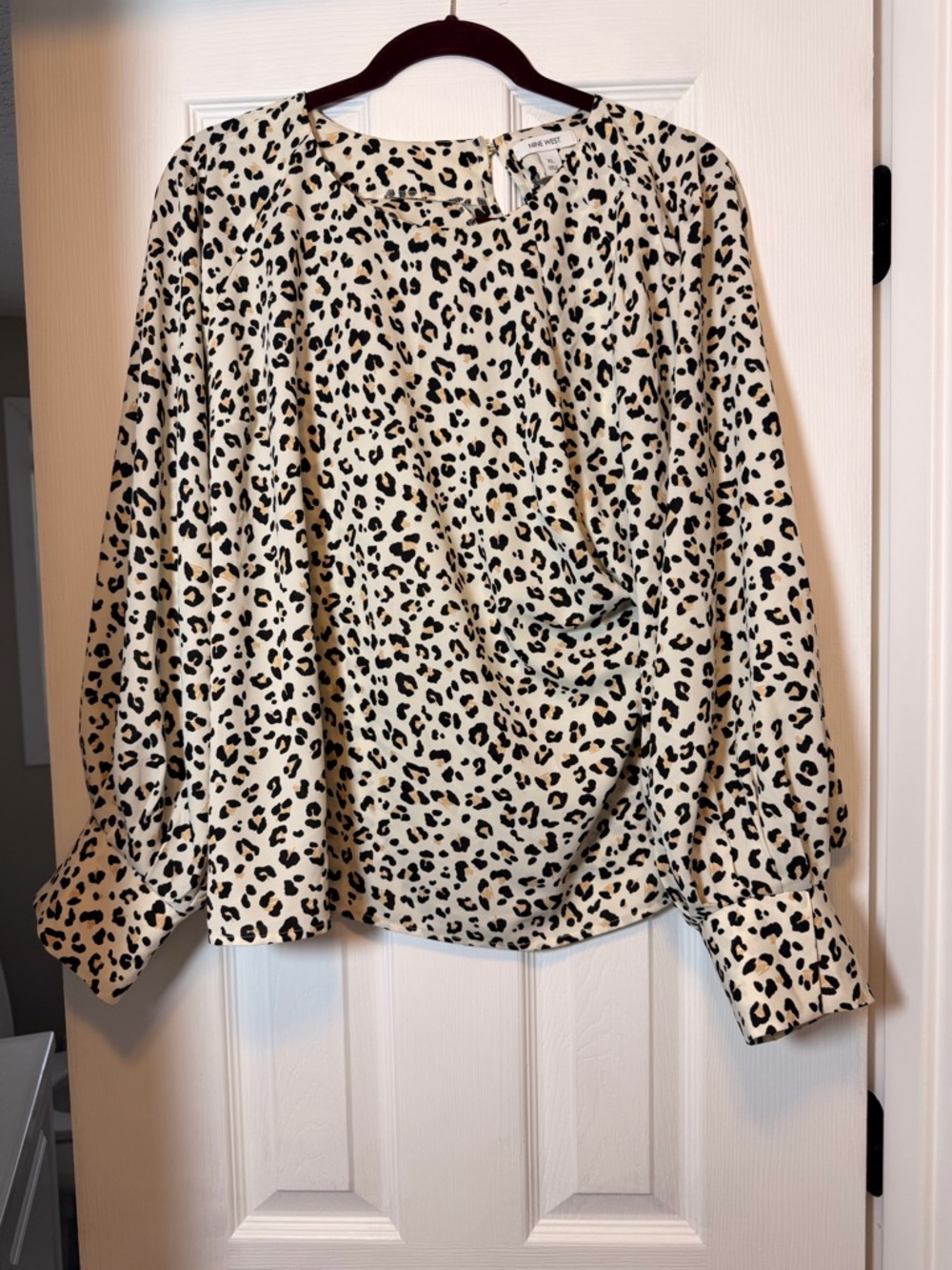 Nine West Cream and Black Leopard Print Blouse